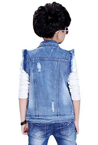 NABER Kids Boys' Fashion Sleeveless Outerwear Denim Jacket Vest Age 4-14 Years(Blue1,5-6 Years) - Image 4