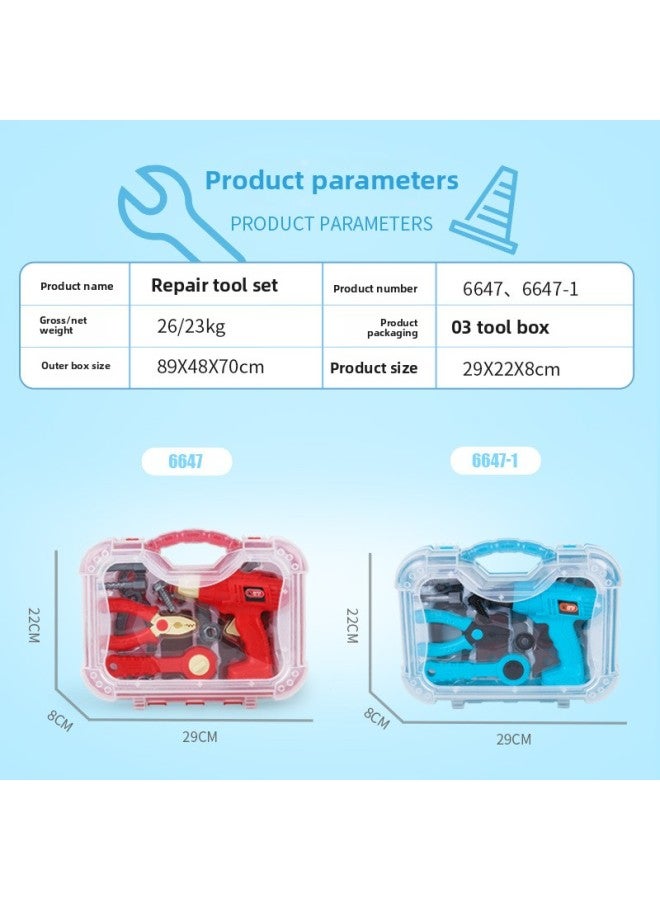 Children's Simulation Electric Drill Screwdriver Play House Boy DIY Educational Toy Portable Repair Tool Suit-Color:6647-1 - Image 4