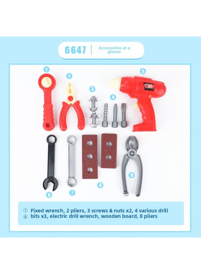 Children's Simulation Electric Drill Screwdriver Play House Boy DIY Educational Toy Portable Repair Tool Suit-Color:6647-1 - Image 5