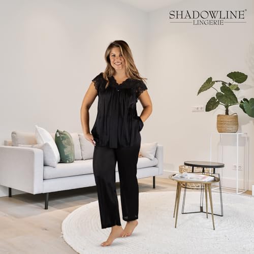 Shadowline Women's Plus-Size Silhouette Short Cap Sleeve Pajama Set, Black, 2X - Image 2