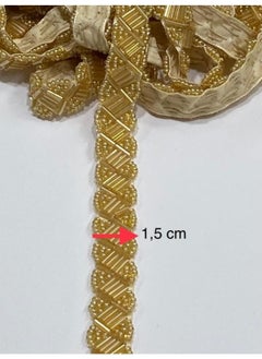 Karan Tuhafiye Karan Haberdashery Beaded Ribbon / Beaded Ribbon / 1 Meter / Gold  - Image 2