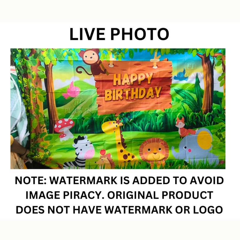 FI - FLICK IN 13pcs Jungle Theme Birthday Decoration Backdrop Animal Theme Decorations for Kids (Multicolour, Pack of 13) - Image 5