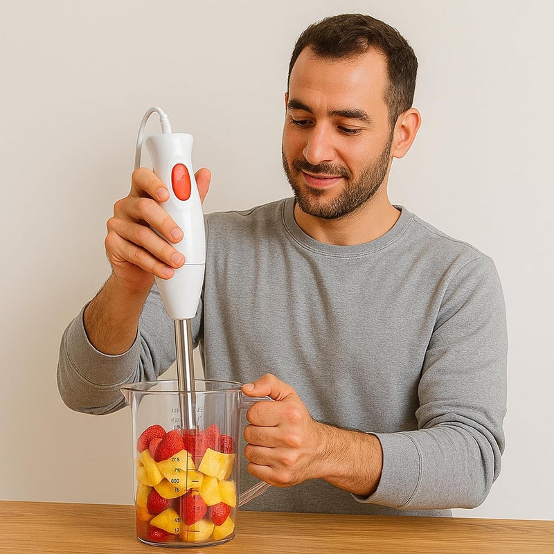 Electric Hand Blender (Hand Blender)1200W with Detachable Stainless Steel Shaft and Blade, Puree and Mixing for Soup, Juice, Milkshake, Food, Touch Operation with Pulse, Easy to Clean, - Image 3