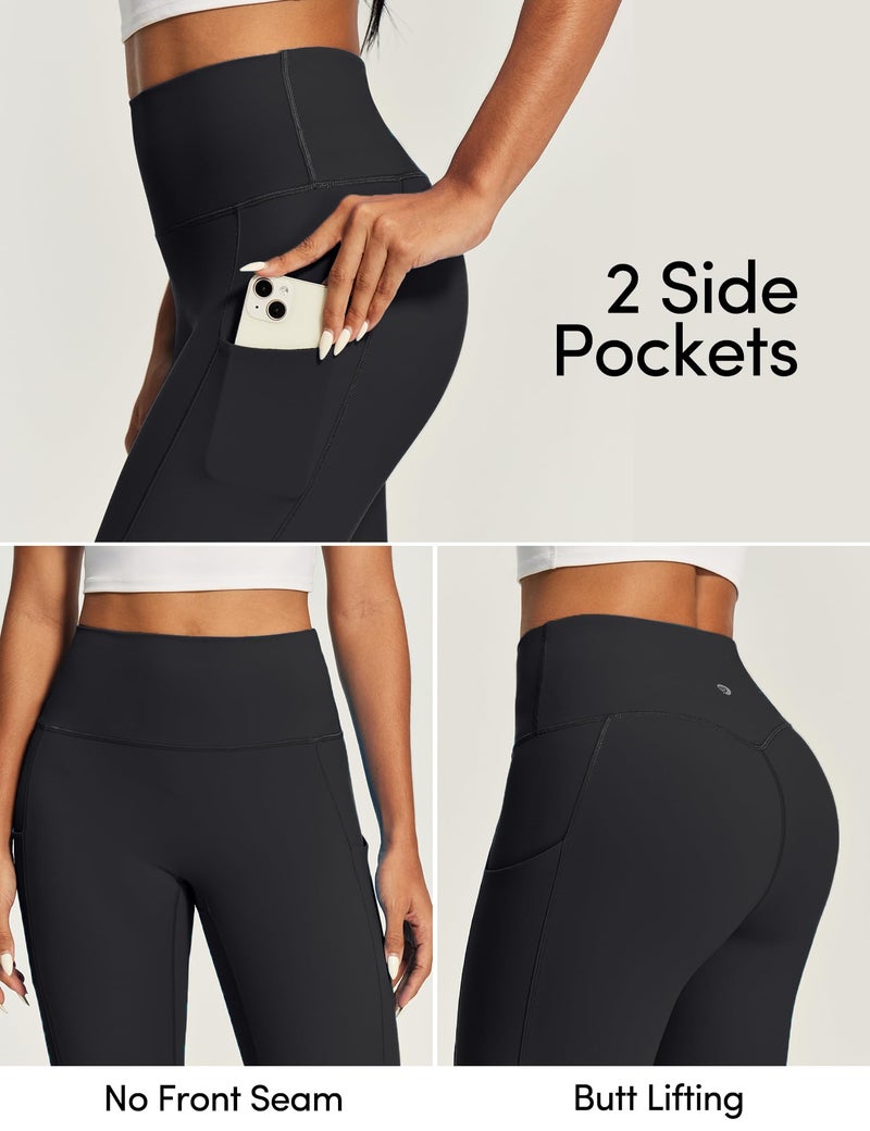 IUGA Compression Leggings for Women Tummy Control No Front Seam Leggings with Pockets High Waisted Workout Yoga Pants Black - Image 4