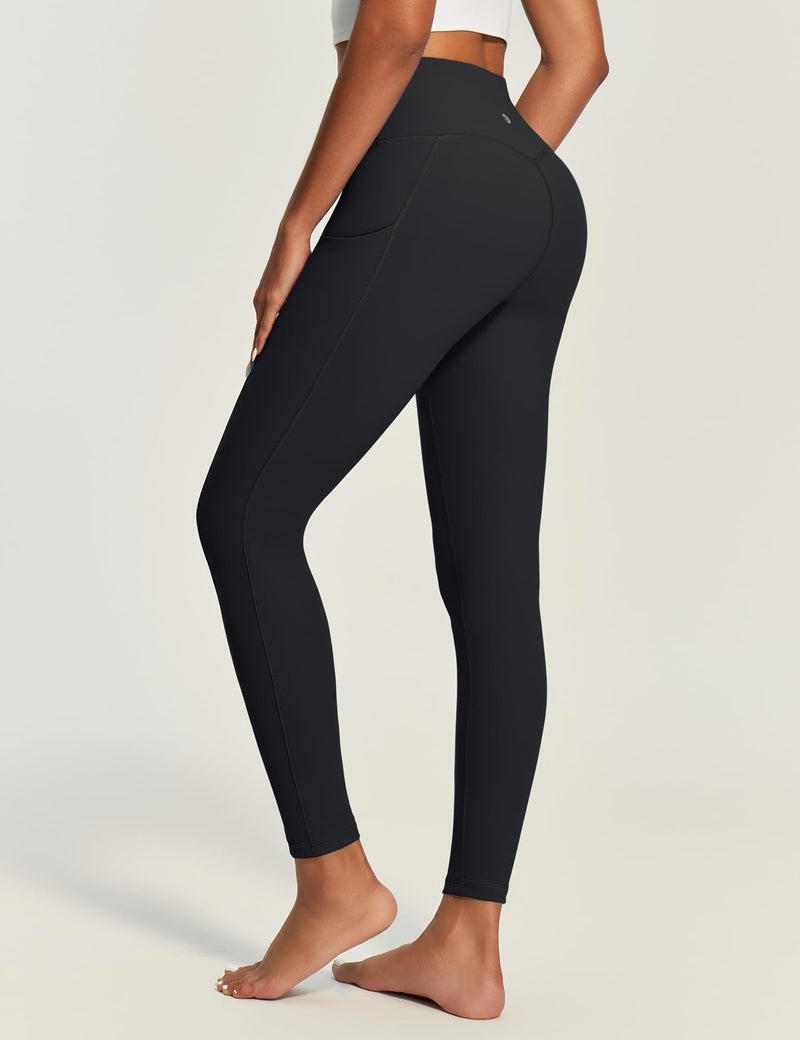 IUGA Compression Leggings for Women Tummy Control No Front Seam Leggings with Pockets High Waisted Workout Yoga Pants Black - Image 2