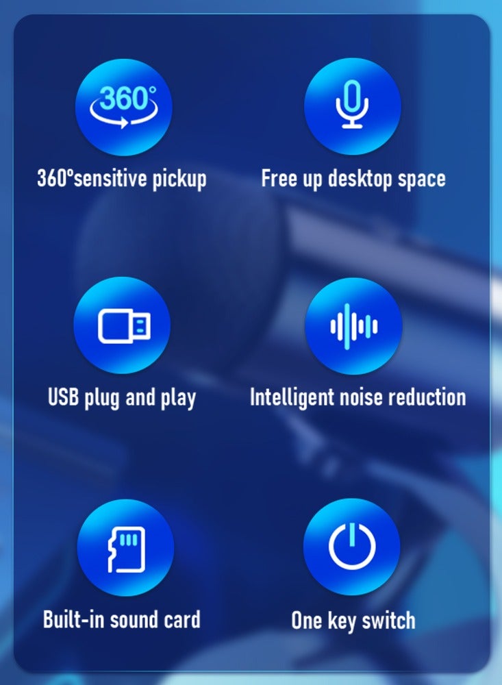 Professional Gaming Computer Microphone, Podcast Mic Desktop with Mute on for Recording Streaming, Omnidirectional Condenser, PlugPlay Stand with Volume Control for PC, Laptop, Mac, YouTube - Image 5