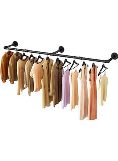 Hihonor Wall Mounted Clothes Hanger,Industrial Tube Hanger,Removable and Adjustable,Heavy Duty Iron Clothes Hanger for Hanging Scarves/Gowns/Coats(Black)  - Image 1