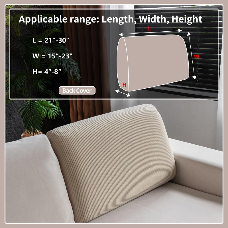 OHSIO Sectional Couch Covers, Wear Resistant Stretch Sofa Covers Washable Soft Couch Cushion Covers Anti Slip Furniture Protector Sofa Slipcovers for Pets (1 Piece Back Couch Cover, Light Brown) - Image 2