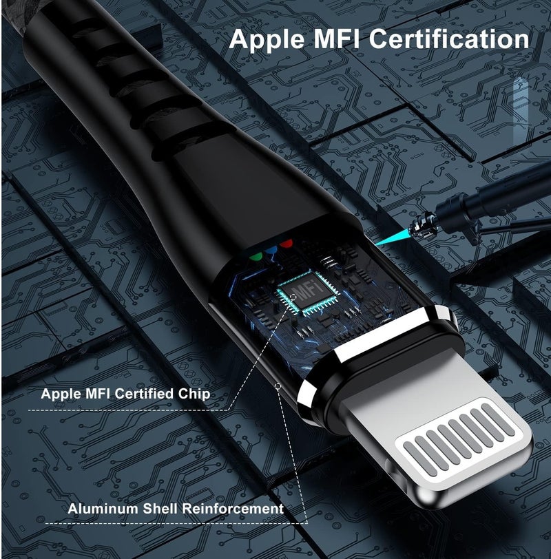 iPhone Charger Lightning Cable, Nylon Braided 1M , Fast Charging Cable High Speed Data Sync Transfer Cord Compatible with iPhone 14/13/12/11 Pro Max/XS MAX/XR/XS/X/8/7 and More - Image 5