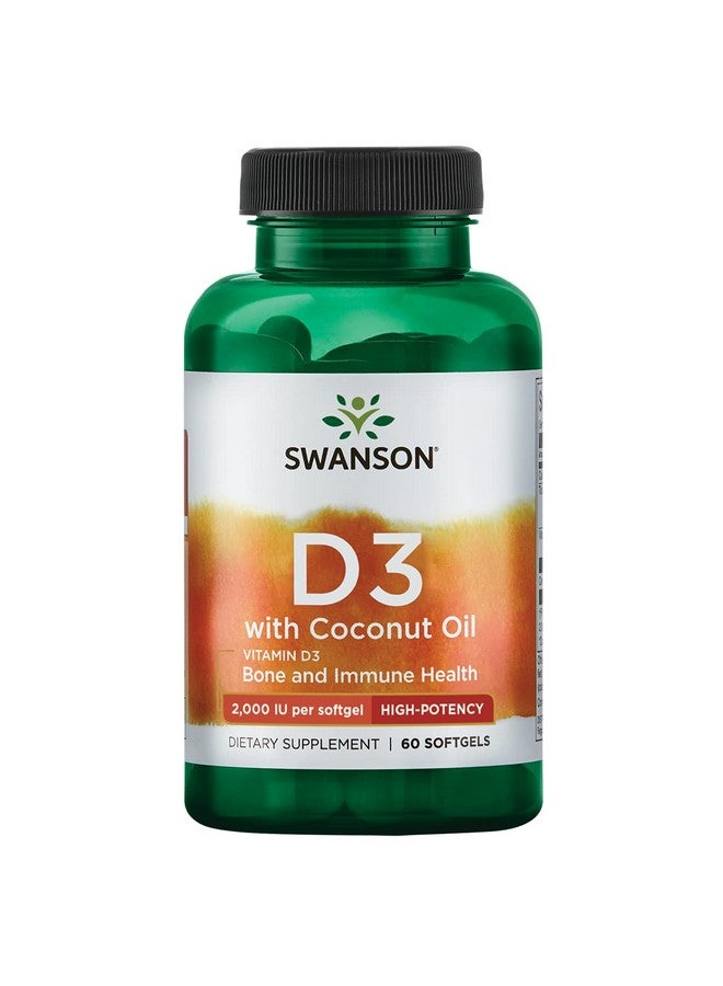 Swanson Vitamin D-3 with Coconut Oil 60 Sgels - Image 1