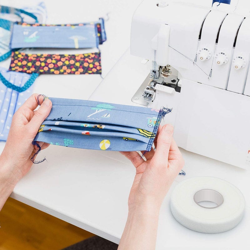 D-Fix شريط حواف مزدوج الجوانب 2 رول شريط لاصق قماش ريفيل شريط حواف ملصق (أبيض) بطانة بكرام بطانة قابلة للذوبان 100 ياردة ملحقات الخياطة لاصق. - Image 5