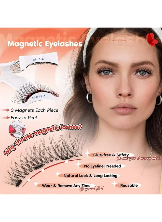 HY Magnetic Eyelashes Cat Eye Lashes False Eyelashes Magnetic Lashes Natural Look with Applicator Reusable No Glue or Liner Needed Soft Magnetic Fake Eyelashes - Image 2
