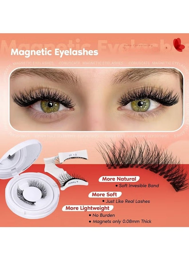 HY Magnetic Eyelashes Cat Eye Lashes False Eyelashes Magnetic Lashes Natural Look with Applicator Reusable No Glue or Liner Needed Soft Magnetic Fake Eyelashes - Image 3
