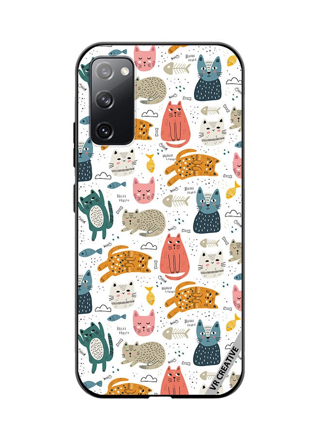 VR CREATIVE Protective Case Cover For Samsung Galaxy S20 FE 5G Chilling Cat Pattern Design Multicolour - Image 1
