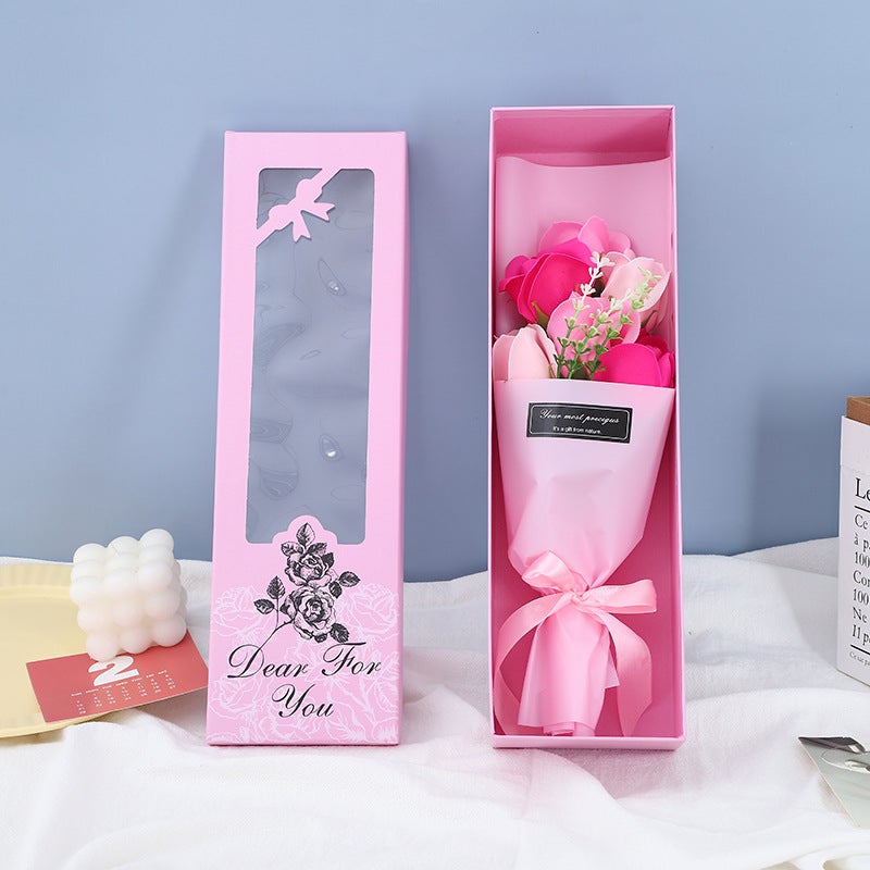 New Year And Valentine'S Day Creative Gifts: 5 Bear-Shaped Rose Soap Bouquets For Male And Female Friends, Wife'S Birthday Gifts - Image 1