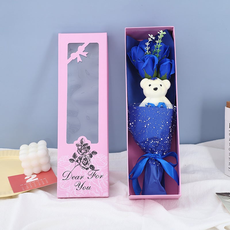 New Year And Valentine'S Day Creative Gifts: 5 Bear-Shaped Rose Soap Bouquets For Male And Female Friends, Wife'S Birthday Gifts - Image 4