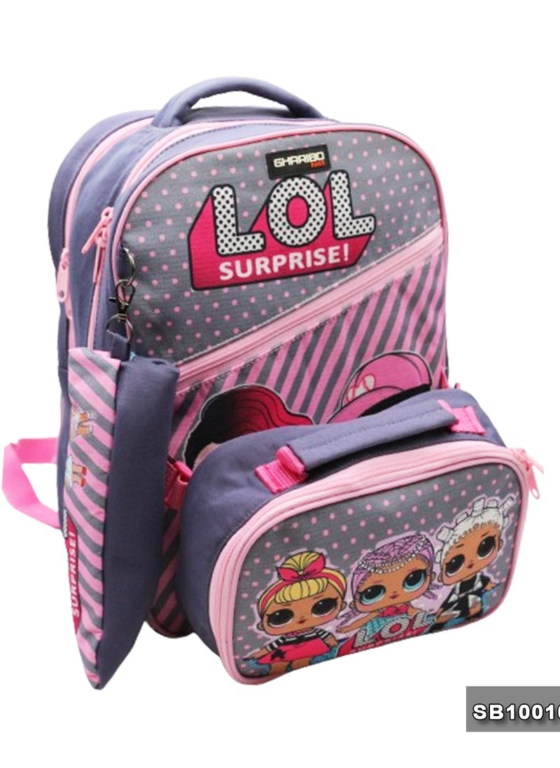 Gharibo Bags School backpack with lunchbag Size 15 LOL surprise  - Image 2