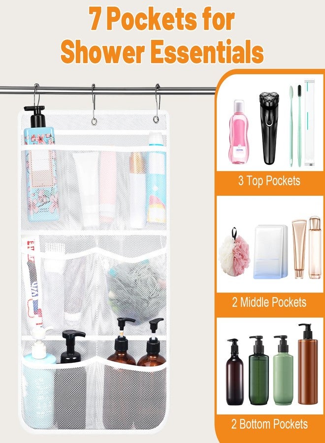 Dntorx 2 Pack Mesh Shower Hanging Caddy, 7 Pockets Hanging Shower Organizer with Metal Loop, Portable Bathroom Shower Bag for Shampoo, Body Wash, Soap, and Cruise Ship Essentials - Image 3