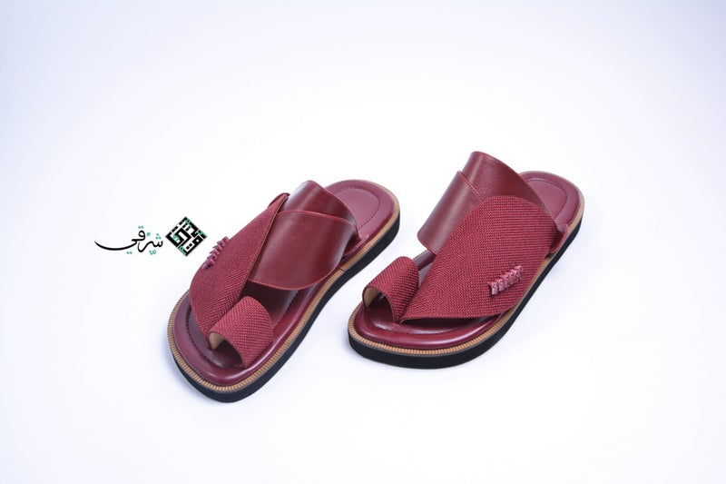 Zubairiya Naal | For Daily Wear, Eid and Occasions | Sandal | Maroon Red Leather | Saudi Arabian Eastern - Image 1