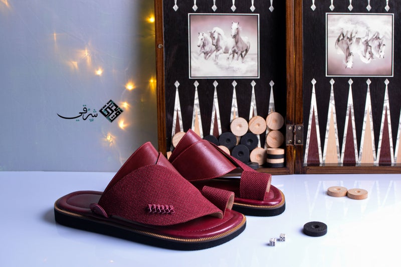 Zubairiya Naal | For Daily Wear, Eid and Occasions | Sandal | Maroon Red Leather | Saudi Arabian Eastern - Image 2