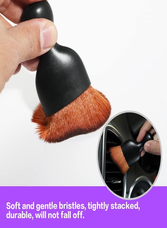 AOCISKA Car Interior Detailing Brush,Soft Bristle Cleaning Brush Car Detailing Brush Dusting Brush,Car Interior Cleaning Tool,Auto Detail Brush Car Dash Duster Brush (Black&Brown with Cap) - Image 5