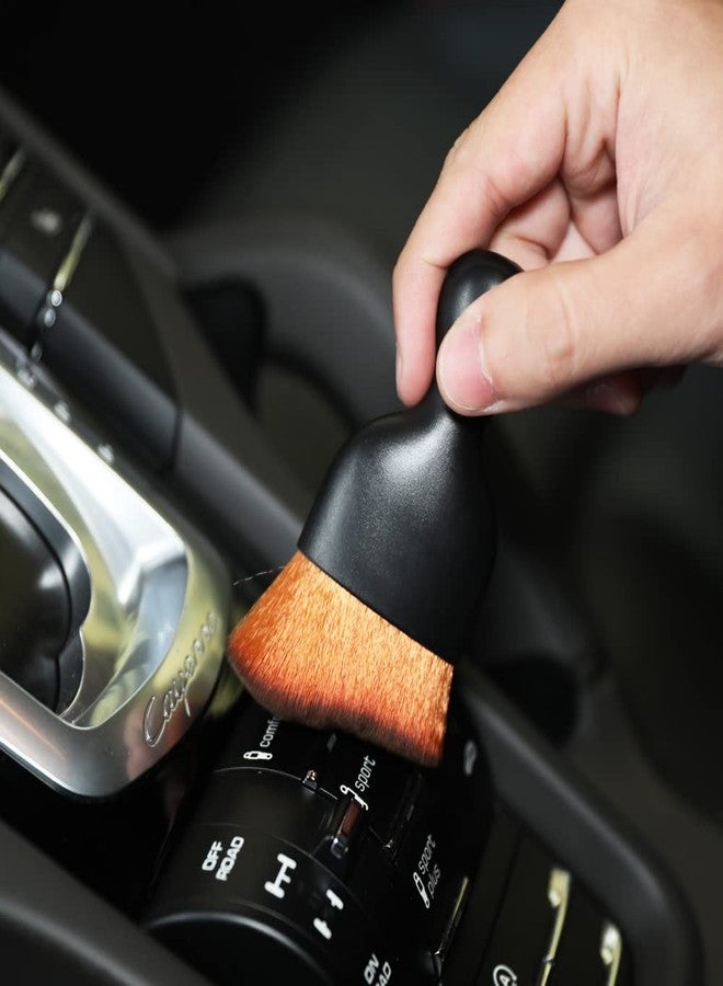 AOCISKA Car Interior Detailing Brush,Soft Bristle Cleaning Brush Car Detailing Brush Dusting Brush,Car Interior Cleaning Tool,Auto Detail Brush Car Dash Duster Brush (Black&Brown with Cap) - Image 2
