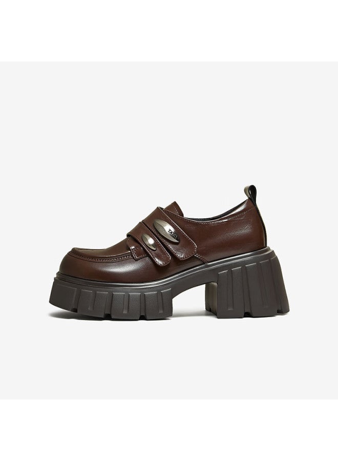 Tata Pianist Black Loafers Women Thick Sole Oxford Shoes Dark Brown Am6 38 - Image 4