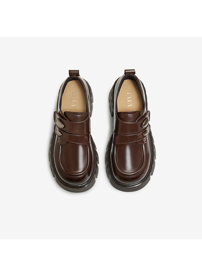 Tata Pianist Black Loafers Women Thick Sole Oxford Shoes Dark Brown Am6 38 - Image 5