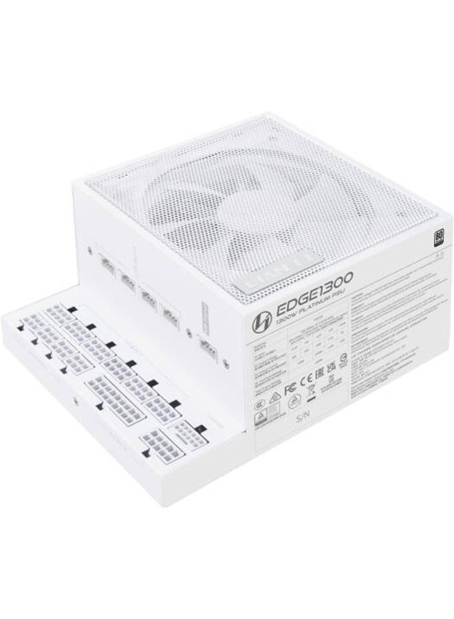LIAN LI EDGE 1300W L-Shaped Power Supply, 80 PLUS Platinum, ATX 3.0/3.1, PCIe 5.1 Ready, Fully Modular, Built-in 7-Port Internal USB Hub, Fanless Mode, German EPCOS Capacitors, Dual-Chamber PC Case Optimized | White - Image 2