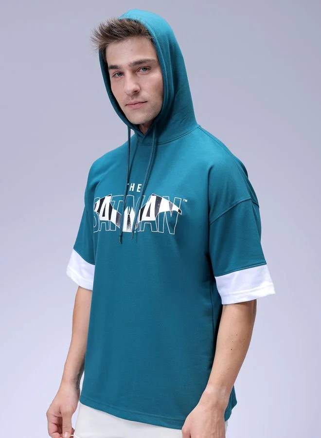 شركة المرآب الهندية Men Oversized Batman Overhead Hooded Sweatshirt