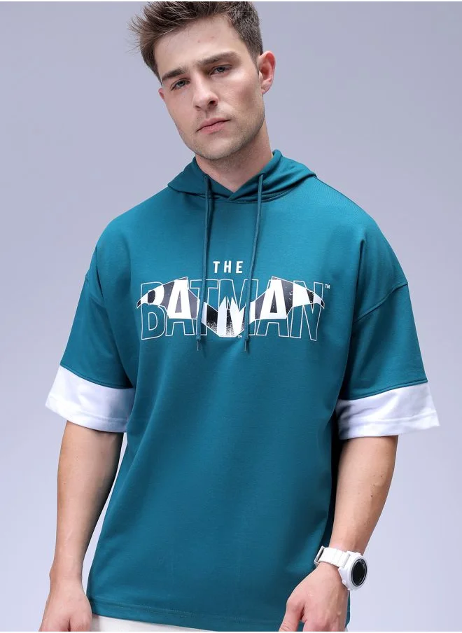 شركة المرآب الهندية Men Oversized Batman Overhead Hooded Sweatshirt