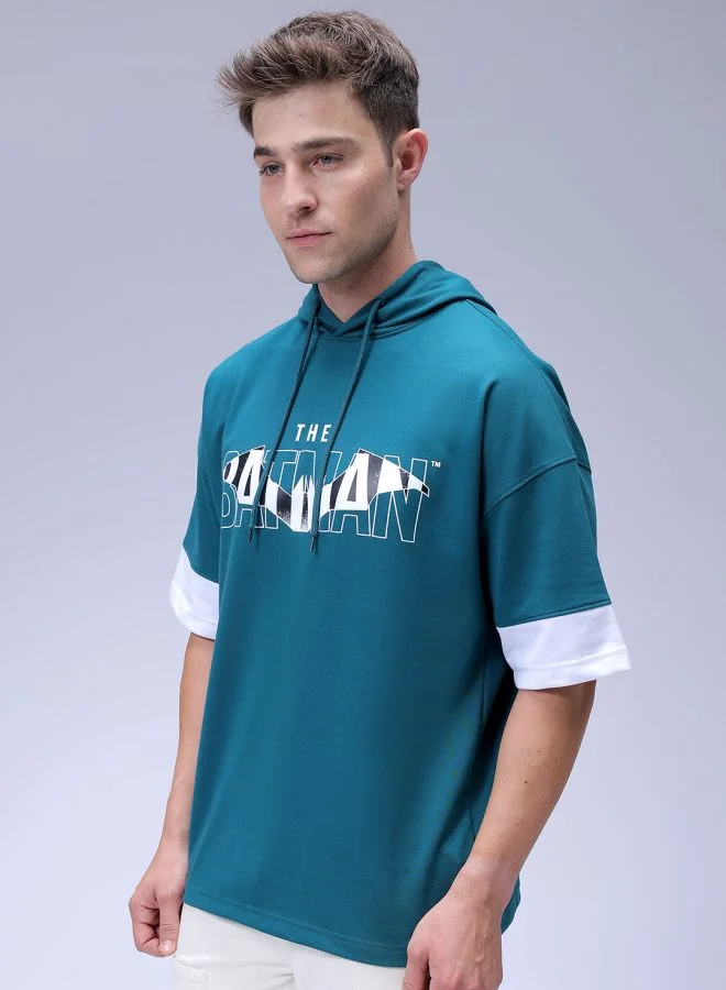 شركة المرآب الهندية Men Oversized Batman Overhead Hooded Sweatshirt