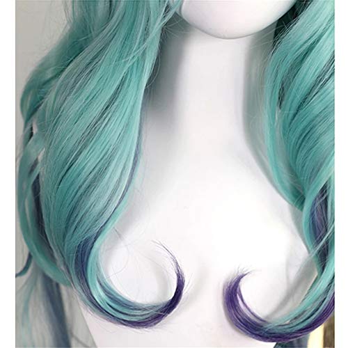 Xingwang Queen Game Cosplay Wig 100cm Long Wave Green mixed Purple Heat Resistant Synthetic Party Wigs - Image 4