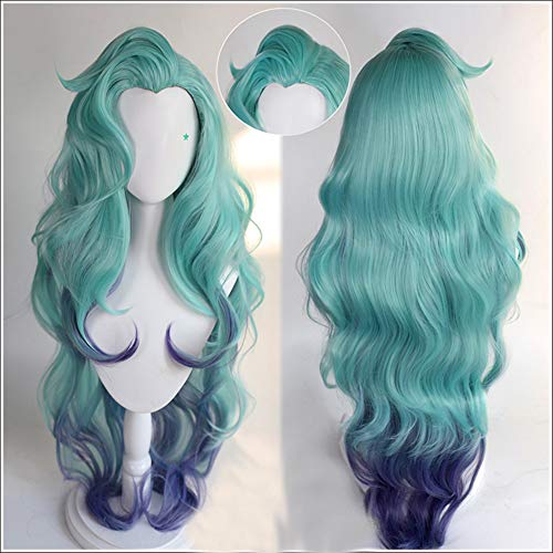 Xingwang Queen Game Cosplay Wig 100cm Long Wave Green mixed Purple Heat Resistant Synthetic Party Wigs - Image 2
