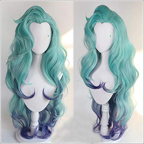 Xingwang Queen Game Cosplay Wig 100cm Long Wave Green mixed Purple Heat Resistant Synthetic Party Wigs - Image 3