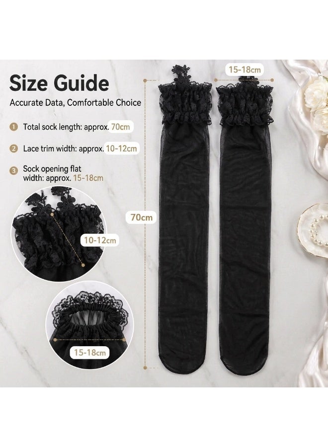 Women's Fashion Floral Lace Pantyhose Stretch Nylon Spandex Tights Soft Breathable Lightweight High Elastic Comfortable Elegant Hosiery One Size White Durable Flexible Smooth Finish Everyday Legwear for Dresses Skirts Casual Wear Office Party Evening Wear Wedding Photography Performance Classic Style Floral Pattern Premium Quality Fits Height 150-170cm Weight 40-75kg Easy Care Long Lasting Comfortable Fit Women's Fashion Legwear Modern Elegant Design Lightweight Stretch Fabric Daily Outfit Accessories,Black - Image 5