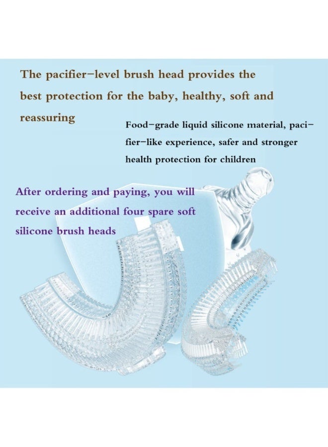 4 قطعة فرشاة أسنان على شكل حرف U للأطفال يدوية للفم بالكامل للأعمار من 2 إلى 6 سنوات تصميم تنظيف الأسنان الفموي بزاوية 360 درجة - Image 5