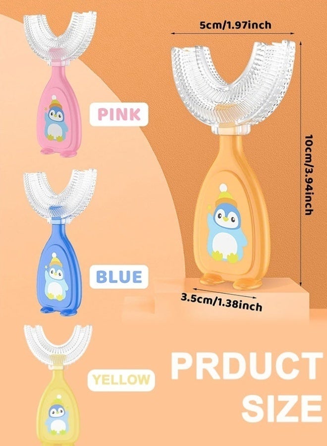 4 قطعة فرشاة أسنان على شكل حرف U للأطفال يدوية للفم بالكامل للأعمار من 2 إلى 6 سنوات تصميم تنظيف الأسنان الفموي بزاوية 360 درجة - Image 2