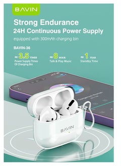 BAVIN BA36 TWS Wireless Bluetooth Earphone True Hi-Fi Stereo Wireless Charging Earbuds Touch Control