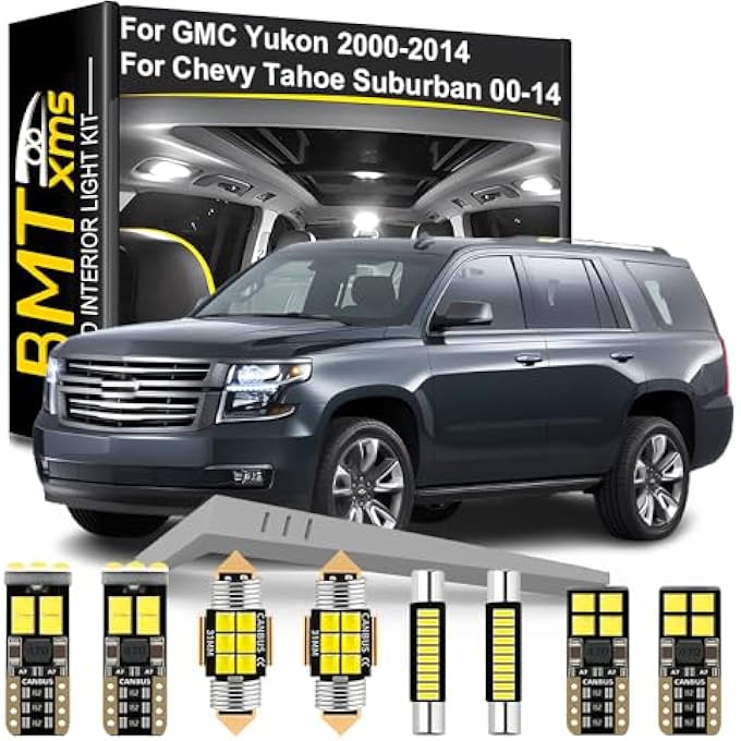 BMT xms طقم إضاءة داخلية LED مكون من 16 قطعة بديلة لسيارة GMC Yukon وChevy Tahoe وSuburban 2000-2014، مصابيح 6000K بيضاء باردة - Image 1