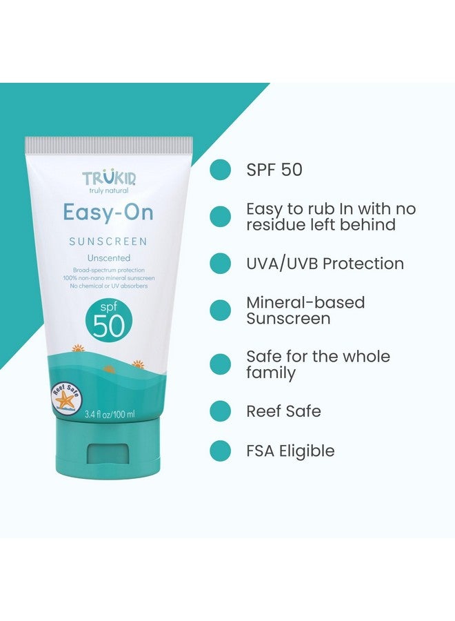 TruKid واقي شمس معدني سهل الاستخدام SPF 50 - واقي شمس للأطفال والرضع للوجه والجسم، حماية من الشمس للبشرة الحساسة، بدون رائحة، 3.4 أونصة - Image 2