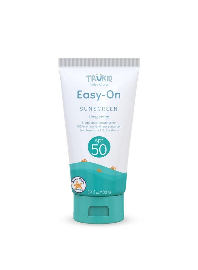 TruKid واقي شمس معدني سهل الاستخدام SPF 50 - واقي شمس للأطفال والرضع للوجه والجسم، حماية من الشمس للبشرة الحساسة، بدون رائحة، 3.4 أونصة - Image 1