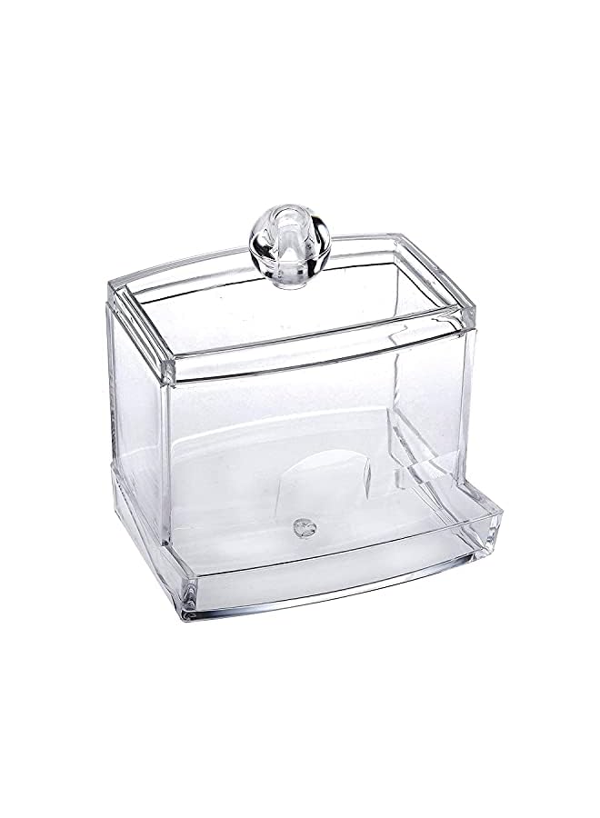 راكسوم منظم حامل المسحات وصندوق تخزين المسحات مع غطاء طرف Q للحمام والغرور - Image 2