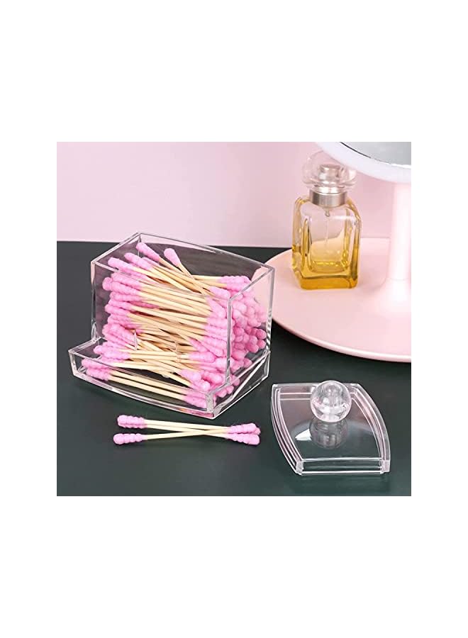 راكسوم منظم حامل المسحات وصندوق تخزين المسحات مع غطاء طرف Q للحمام والغرور - Image 5