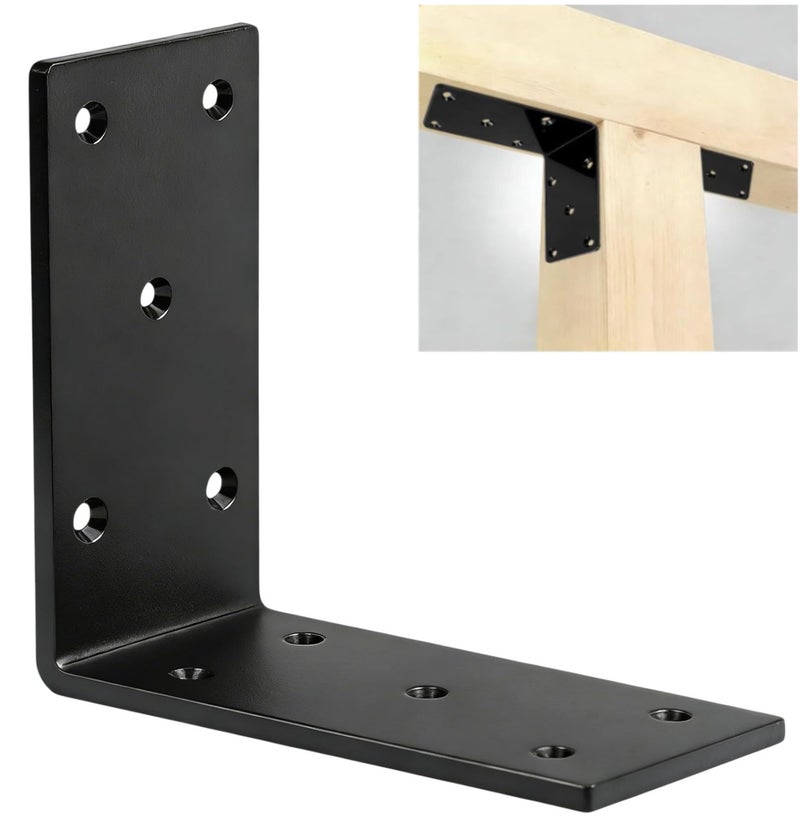 CNQLIS 4 Pcs 5 X 5 Heavy Duty L Brackets for Wood 90 Degree Corner Bracket for WoodFence Pergola Brackets Mounting Thickness 144mm 300 lbs - Image 2
