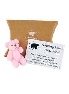 Excefore A little Pocket Bear Hug,  with Inspirational Bear Hug Cards, Cute Comfort Sentimental Gift, Fuzzy Mini Animal Pocket Hug Bear,  for Valentines, Graduation, Birthday, Wedding (Pink)  - Image 1