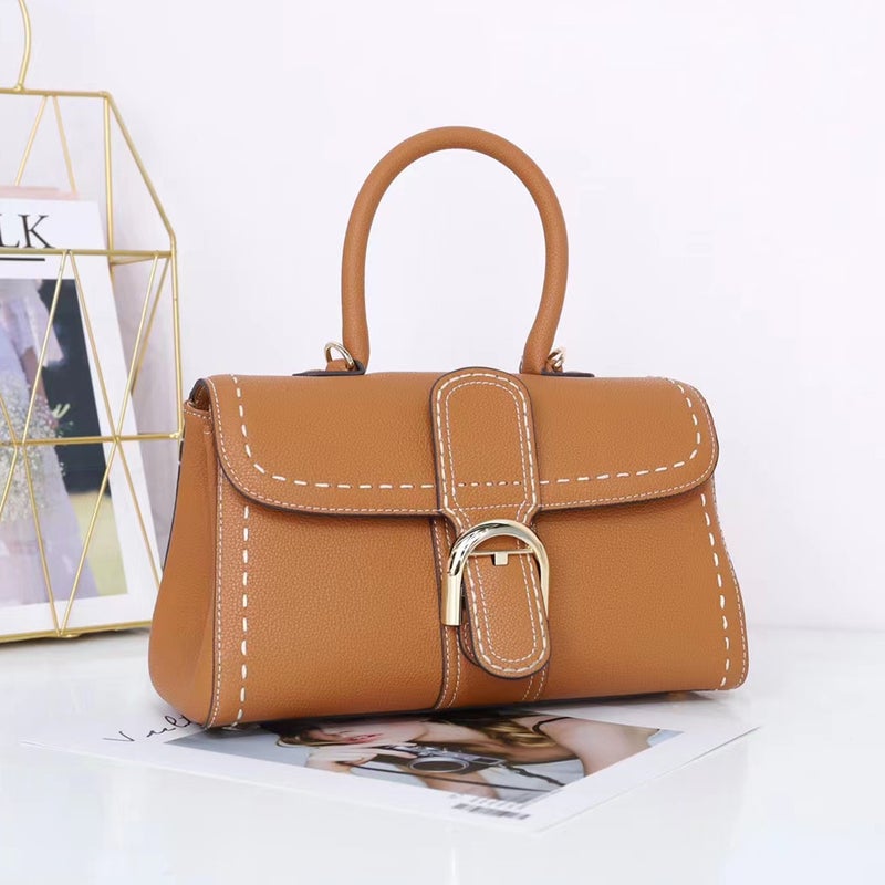 2025 Horseshoe Buckle Handbag, First Layer Pebbled Cowhide Leather, Single Shoulder, Hand-Held, Crossbody, Casual Saddle Bag, Versatile Crossbody Bag - Image 2