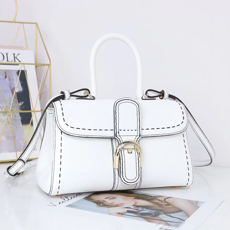 2025 Horseshoe Buckle Handbag, First Layer Pebbled Cowhide Leather, Single Shoulder, Hand-Held, Crossbody, Casual Saddle Bag, Versatile Crossbody Bag - Image 3