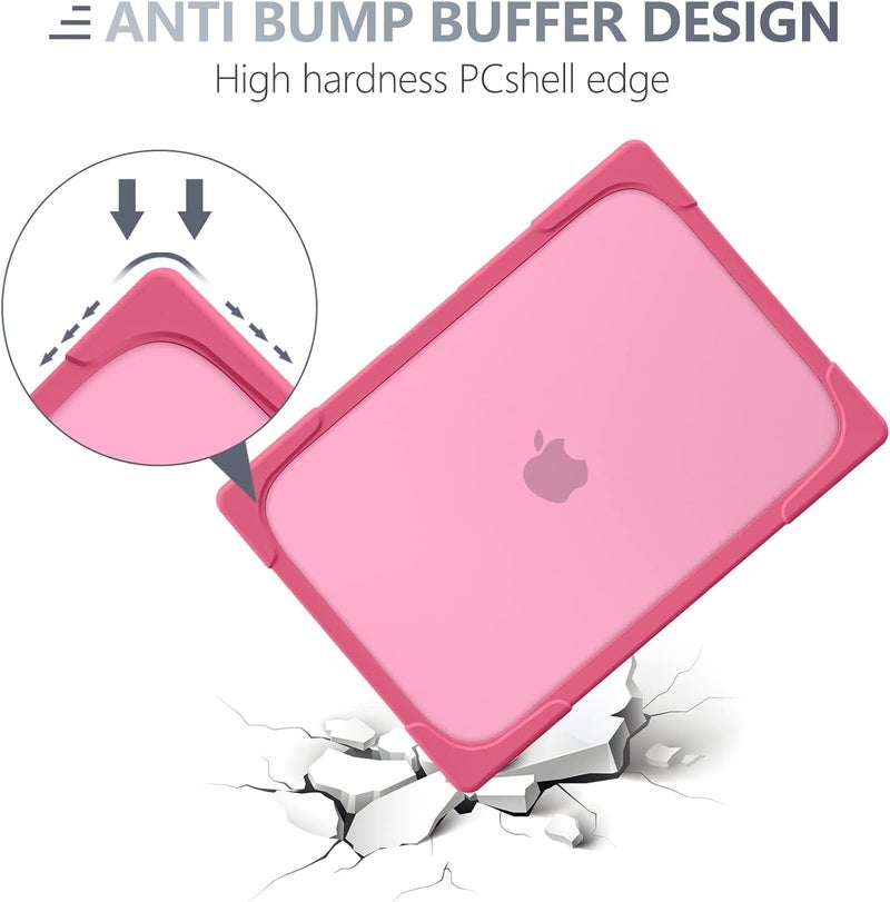 Batianda Heavy Duty Case for MacBook Air 13 inch 2020 A2179 A1932 A2337 M1 Chip with Touch ID, Ergonomic Foldable Kickstand (Holds 22lbs) Matte Translucent Protective Cover Keyboard Skin, Rose - Image 5