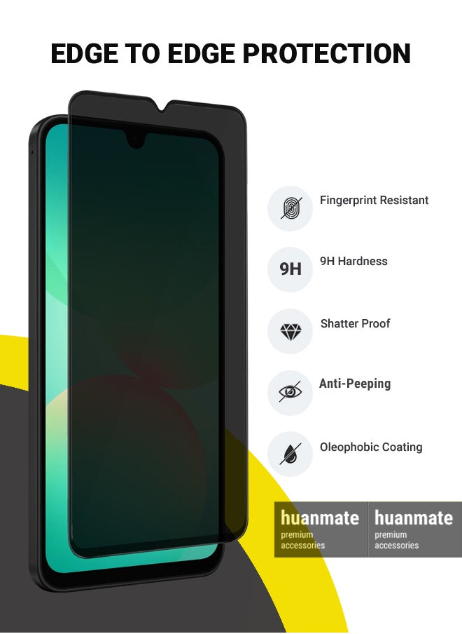 huanmate - 2 in 1 Samsung Galaxy A26 Protection Pack - Ultra Clear Shockproof Case & Anti-Peeping Privacy Glass Screen Protector, All-Round Defense with High Transparency & Easy Installation - Image 1